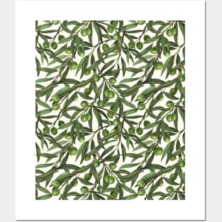 Olive branches on off white Posters and Art